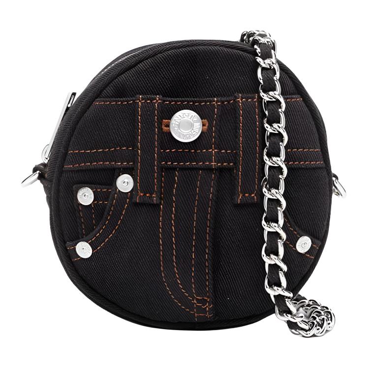Moschino Logo Tag Surrounding Zipper Closure Fabric Crossbody Shoulder Bag Women bags Black A3104824746030
