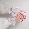 Elegant Lace Sleeves Wrist Cuffs with Artificial Pearls And Bowknot Decors For Daily Outfit Various Event Dressingup