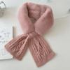 Knitted scarf women's autumn and winter versatile wool plush imitation Rex rabbit hair cross scarf solid color thickened neck protector fur collar