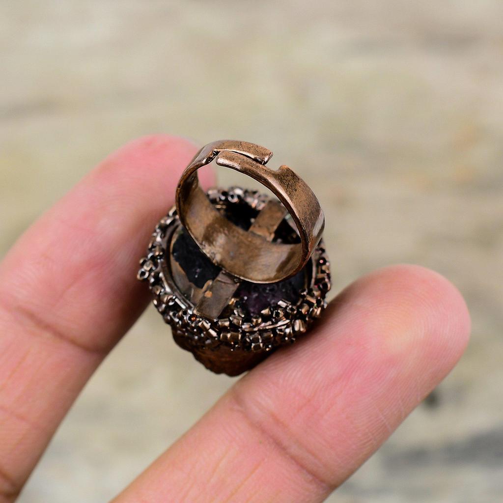 Pink Tourmaline Rough Ring Electroformed Copper Ring Adjustable Ring Handmade Jewelry Gemstone Rings Electroformed Jewelry Engagement Rings