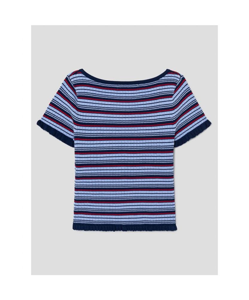 8seconds Striped Short Sleeve Pullover Navy