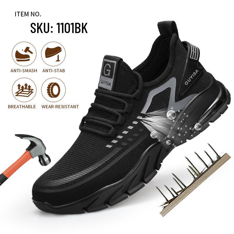Men's Lightweight Air Cushion Safety Shoes - Wear-Resistant, Anti-Smash, Anti-Puncture Work Shoes