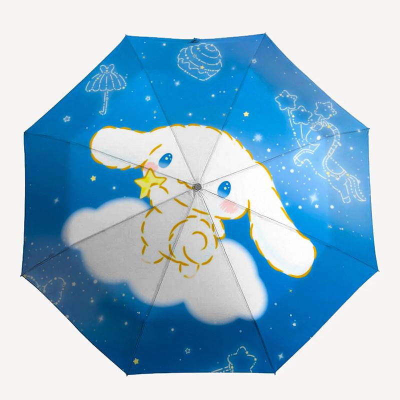 1pc Good Night Cinnamoroll Sanrio Pattern Automatic 3-Fold Umbrella, 8 Iron Frames, High-Value Folding Umbrella, Suitable for Office, Travel and Outdo