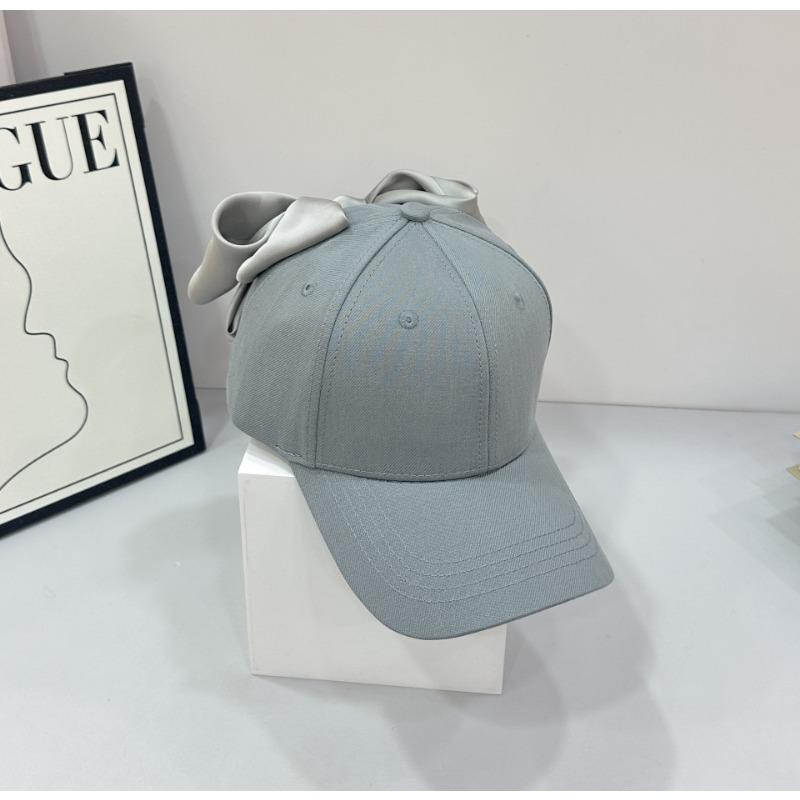 Hat female versatile bow sweet and cute big head circumference baseball cap showing face small casual cap