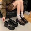 Platform loafers women's 2025 autumn and winter new retro French single shoes one-pedal women's shoes British style JK small leather shoes