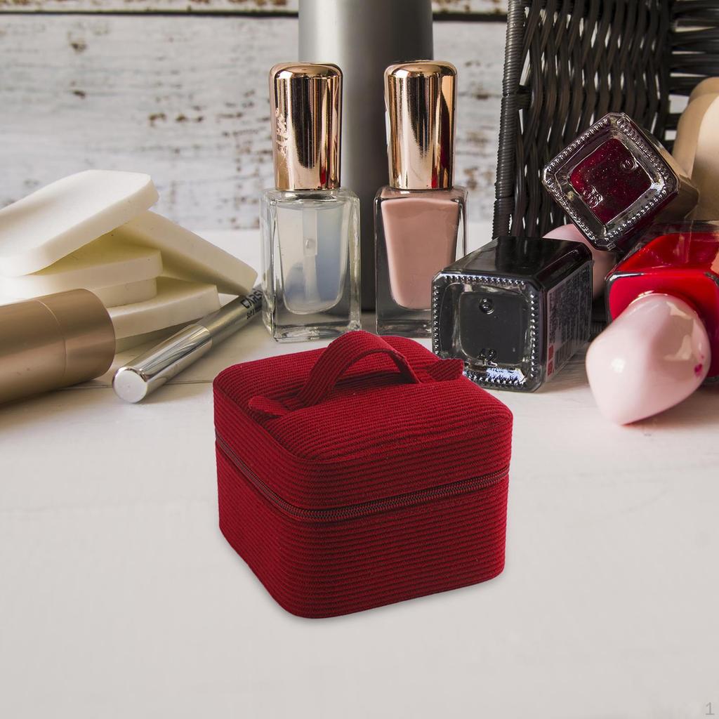 Corduroy Jewelry Box Organizer Container Desktop Gift Zipper Display Case for Bangles Dresser Women