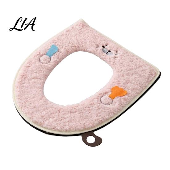 Cold Weather Toilet Seat Warmers Soft Plush Cover, Thick Washable Bathroom Pad with Zipper And Easy Handle Handle, Warm Skin-Friendly Cushion