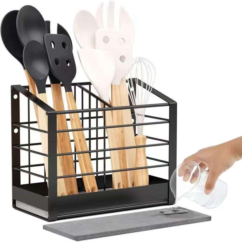 Large Capacity Cooking Utensil Holder Quick Drying Countertop Utensil Stand  Kitchen