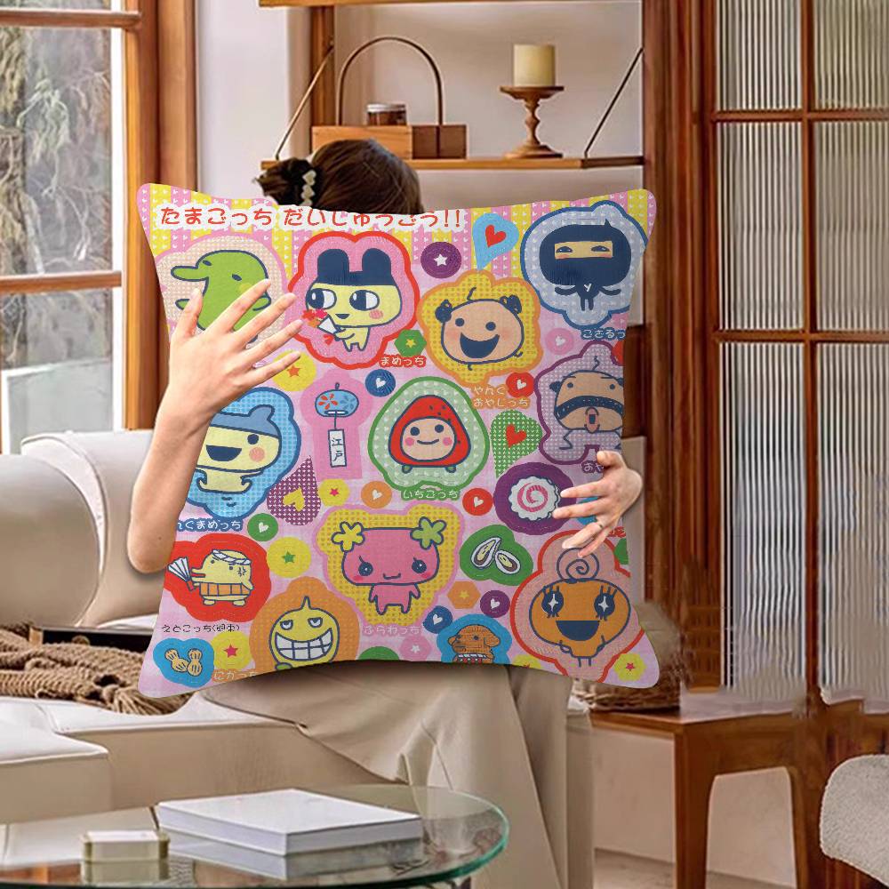 Game Fanart Cute Cartoon TTamagotchi Pillow Cushion Cover Pillowcase Living Room Sofa Home Decor Customized