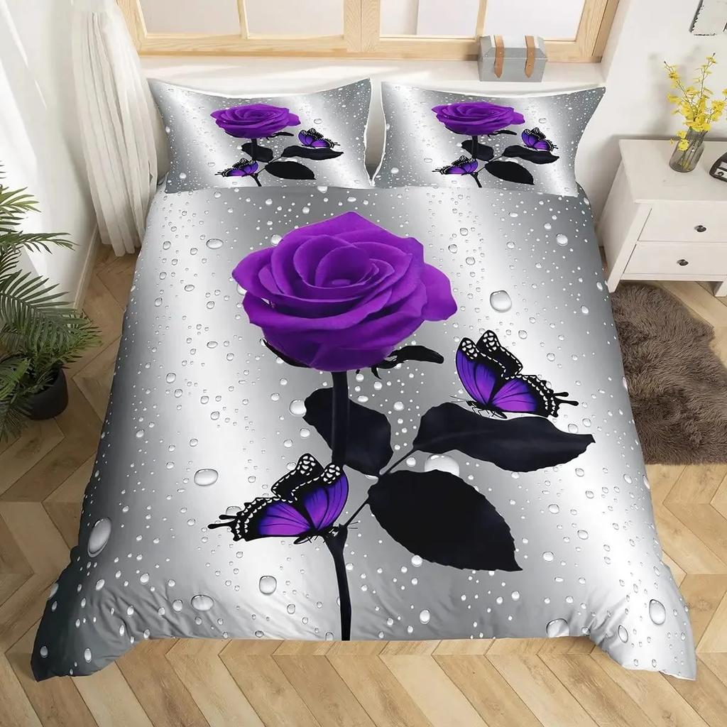 Purple Butterfly Butterflies Galaxy Comfortable Duvet Cover Pillowcase Bedding Set Children Bedroom Decoration Home Textile