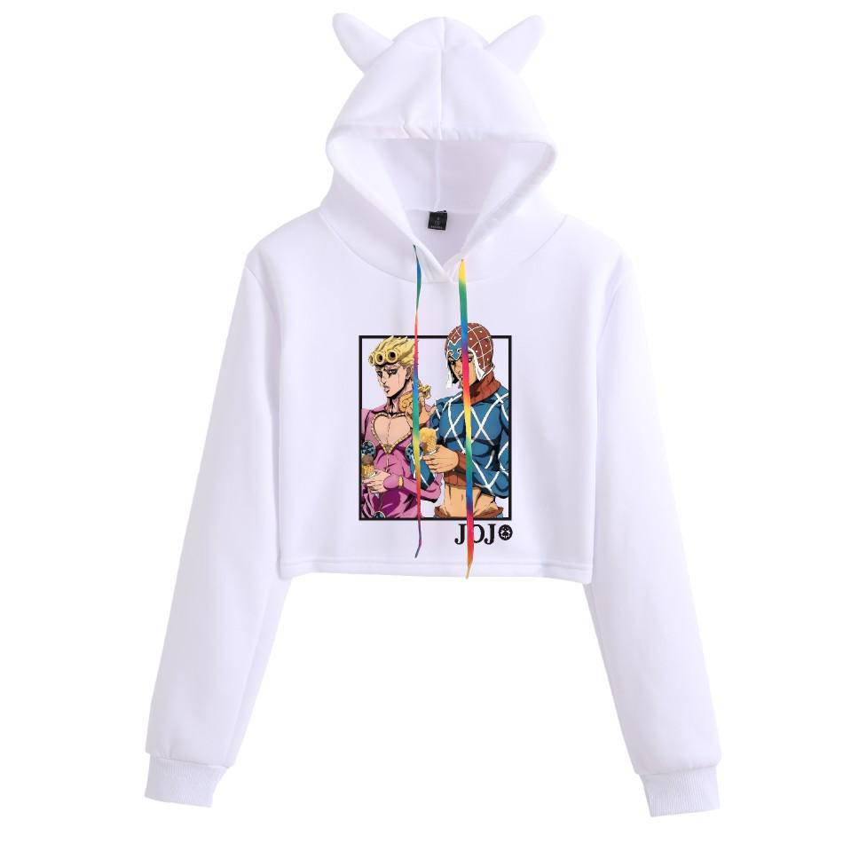 JOJO's Bizarre Adventure Anime Cat Ear Cropped Women's Hoodie