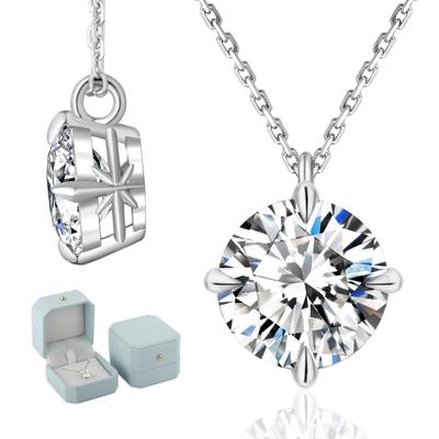 Moissanite 4 Single 925 Moissanite Pendant Hypoallergenic To White Gold Adjustable Gift Box Birthday Gift 45cm Adjuster Total Carat [KRKC] Women's