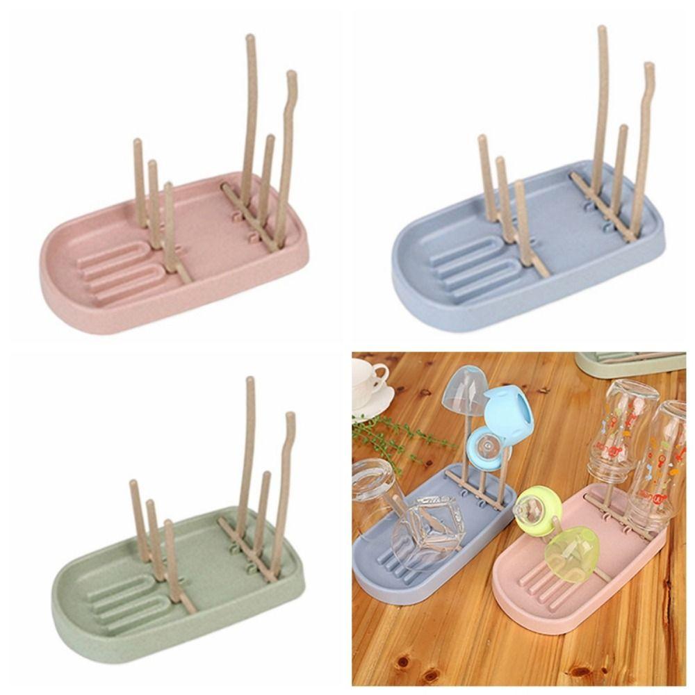 Colorful Baby Feeding Bottle Drain Rack Wheat Straw Feeding Cup Holder  Bottle Accessories
