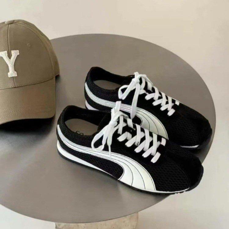 Red Dexun Single Shoes Women's 2025 New Retro Versatile Forrest Gump German Training Shoes Women's Summer Mesh Breathable Flat-bottom Sports