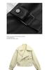 2025 Spring Korean Style Loose Fit Women's Leather Jacket with Long Sleeves