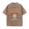 Summer Washed Cotton T-shirt with Fashionable Design and Printed Top Loose and Worn Round Neck Streetwear