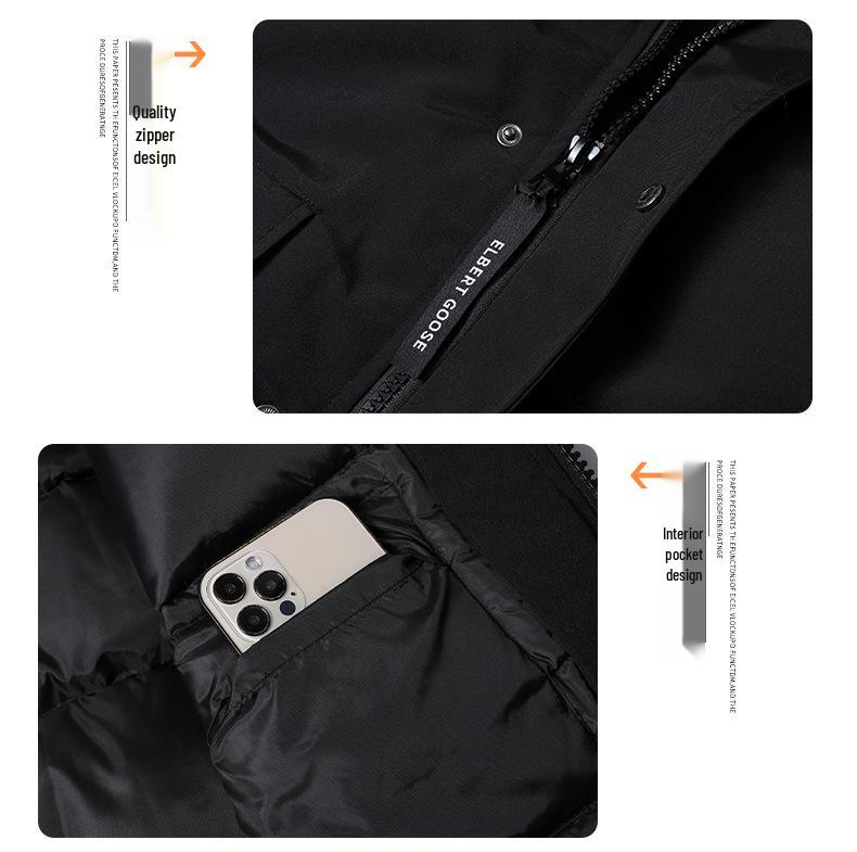 Men's Short Goose Down Winter Jacket - 80% White Duck Down, Warm & Thickened, Pilot Style, Couple's Option Available