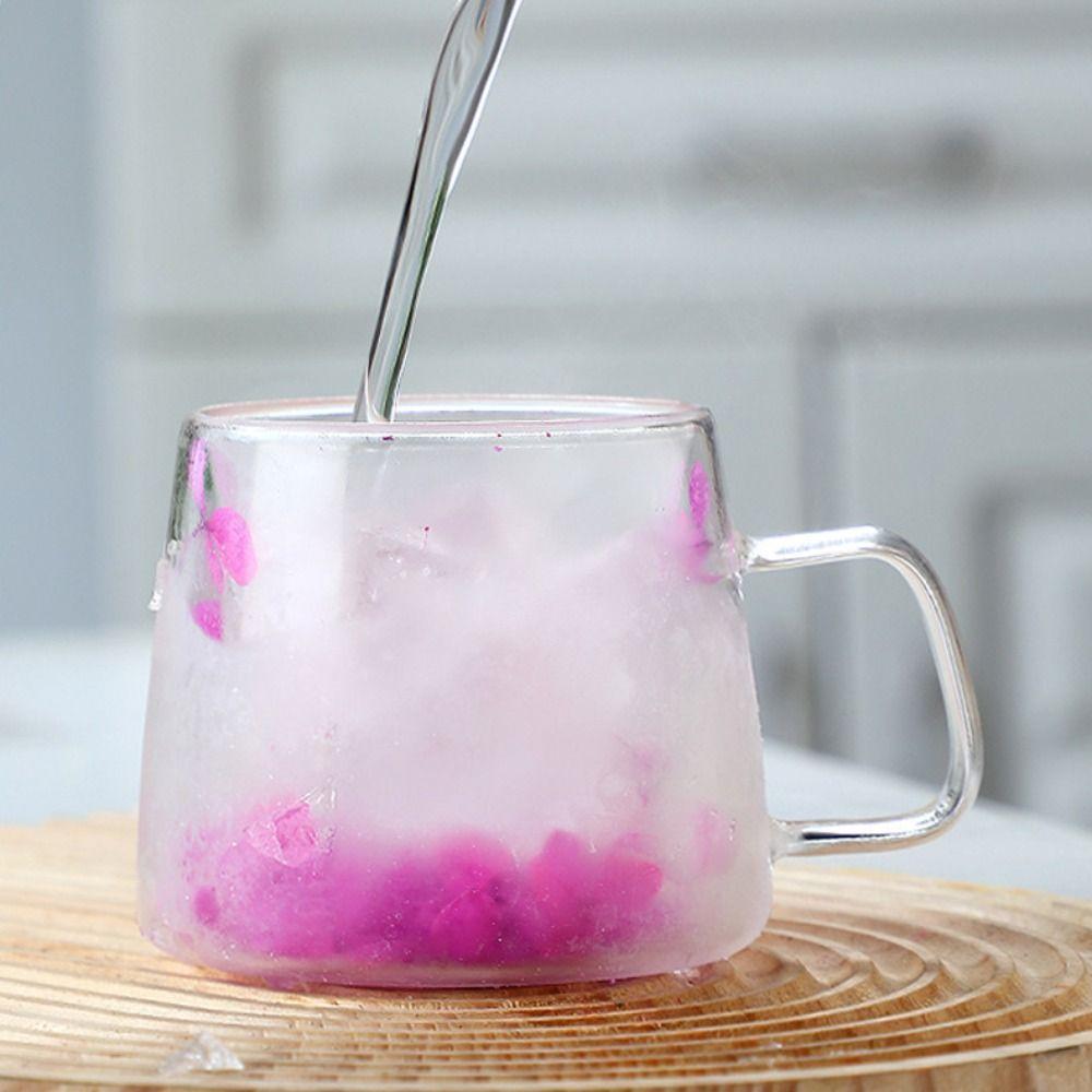 Double Insulated Dried Flower Glass Cup Coffee Tea Cup Clear Glass Cup Double Wall Mug  Household