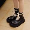 NEW Classics Chelsea Boots Women Black Ankle Boots Autumn Winter Shoes Leather Platform Short Boots Slip On Elastic Band