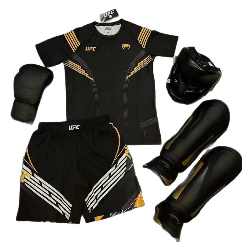 MMA BJJ Boxing Muay Thai Training Set Short Sleeve Top 5 Shorts Men Women Kids