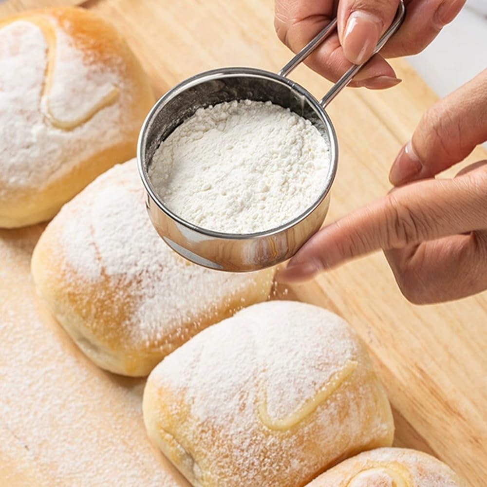 OptiPro Flour SifterStrainer, 304 Stainless Steel, for Flour, Breadcrumbs, Matcha Powder, Cocoa Powder, Sugar, Strainer, Baking Tool, Kitchen