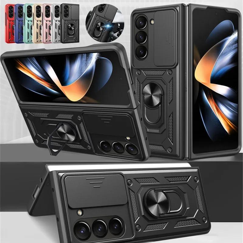 Armor Shockproof Case for Samsung Galaxy Z Fold 6 5 4 3 5G Cover with Ring Magnetic Holder Metal Stand Foldbale