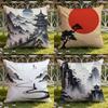 Chinese Ink Painting Style Cushion Cover Home & Car Dual-Scene Pillow Cover: Reversible for Premium Comfort