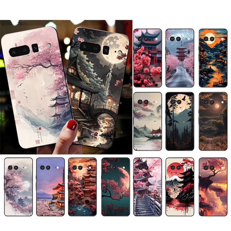 Phone Case For Google Pixel 10 Pro 9 Pro XL 9A 8 7 6 Pro Pixel 8A 7A 6A Pixel 8 7 6 5 Japan Sceneary Cherry Flower Mountain