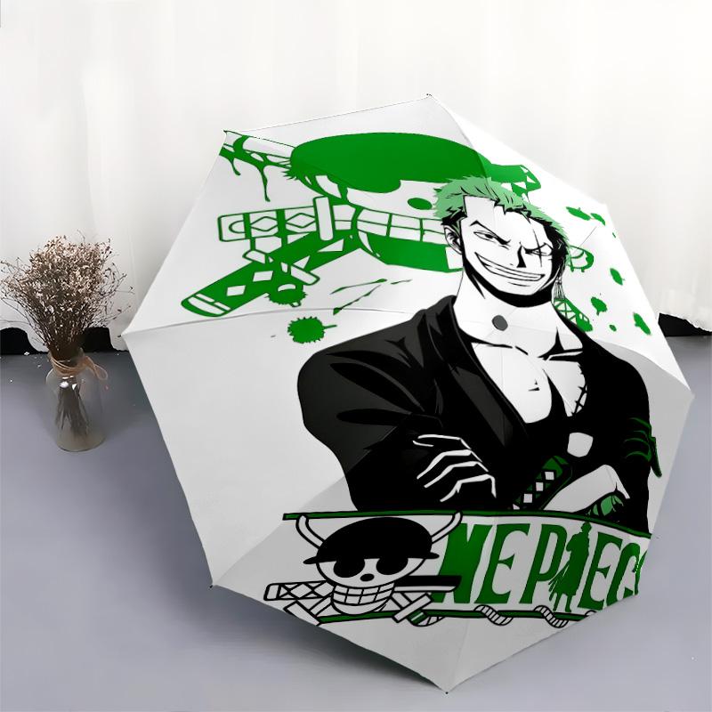1 Stück Automatischer Faltregenschirm - Roronoa Zoro Muster Tragbares faltbares Design mit 8 Speichen Weihnachts-Geburtstagsgeschenke