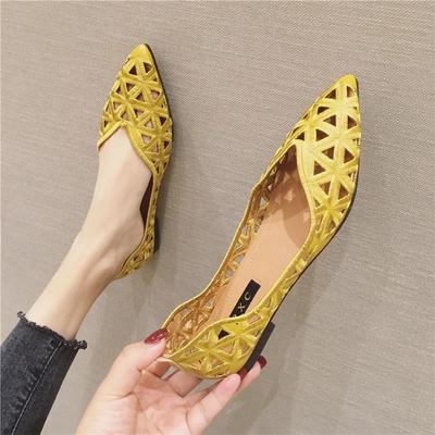 Flat Shoes Women Elegant Women's Breathable Hole Shoes Pointy Shallow Mouth Hollow Leisure Commuter Footwear Spring Summer