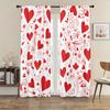 2pcs Red and White Heart-shaped Patterned Curtains   Classic Romantic Bedroom and Living Room   with Decorative Drawbar Pockets