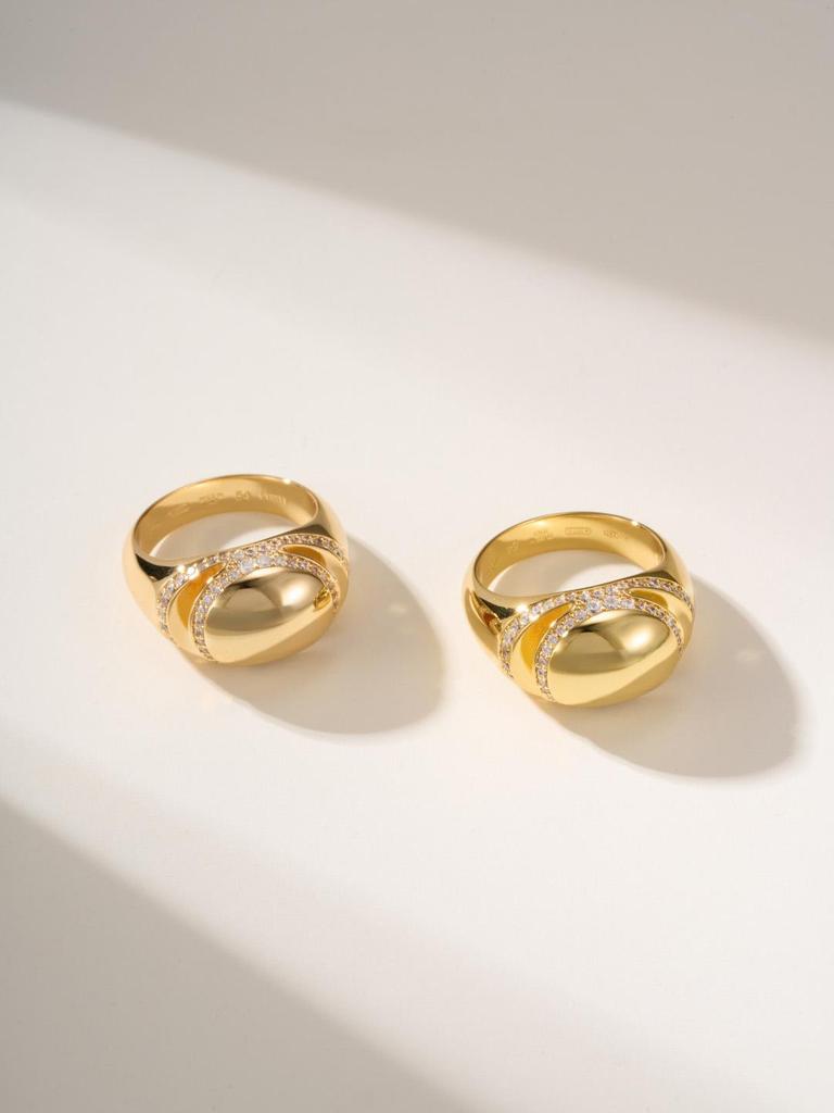 Anello Doppio Colore Uovo d'Oro Piccolo Lavorazione Raffinata Non Sbiadisce e Non Allergico Gioiello Regalo