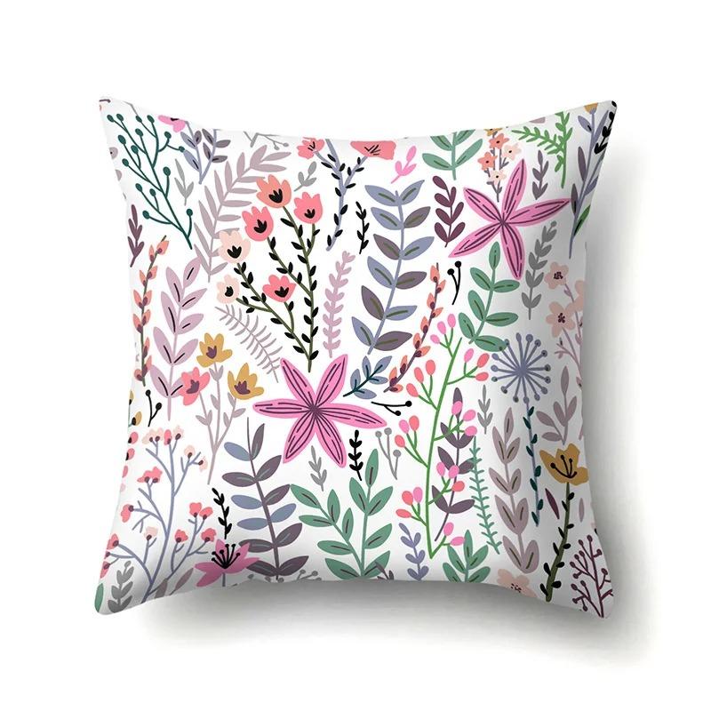 Home Bedroom Living Room Sofa Decoration Tropical Plant Rainbow Leaf Print Pattern Cushion Pillowcase