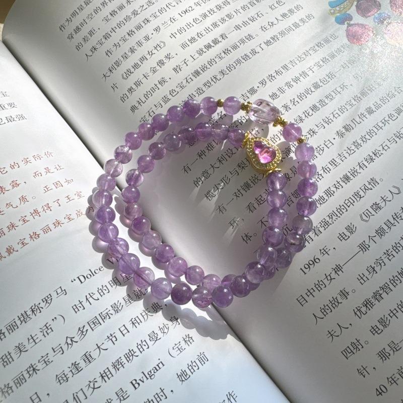 Original natural amethyst bracelet, double-loop amethyst bracelet, purple gourd bracelet, jewelry, birthday gift for women