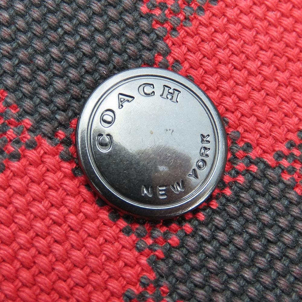 Used COACH Tote Bag F39848 canvas/leather Red black Shoulder