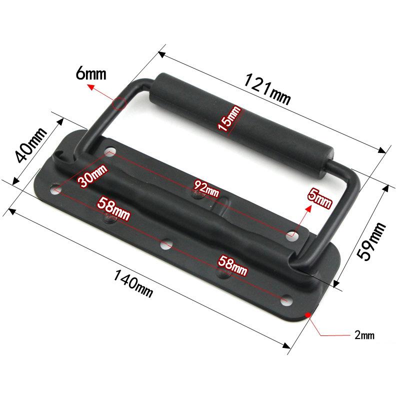 1pc Black Spring Folding Handle Luggage Movable Suitcase Iron Material Spring Handle Tool Box Container Drawer Movable Ring