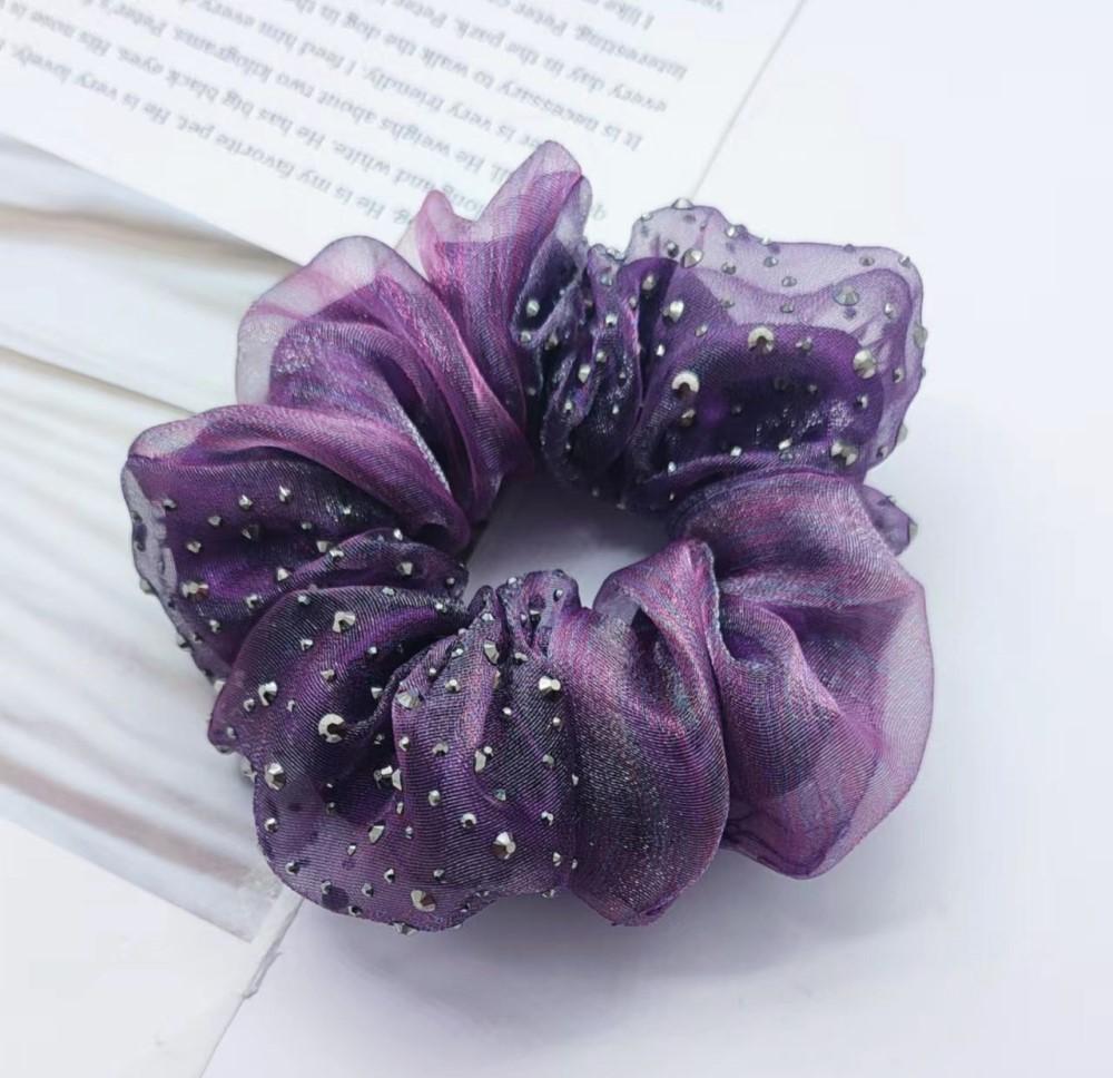 Hair Band Star Inlaid French Double-Layer Organza Sweet Temperament Headdress Flower Tie-up Hair Head Rope Female