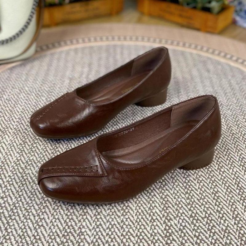 Soft Leather Single Shoes, Flat Shoes, Soft Leather Women's Shoes, Spring Model, Retro Shoes