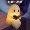 Ghost Reading Book Lamp, Halloween Light Up Ghost Statue Night Light House Mantel Decor for Home, Light Up Halloween Decor, for Bedroom Study Room