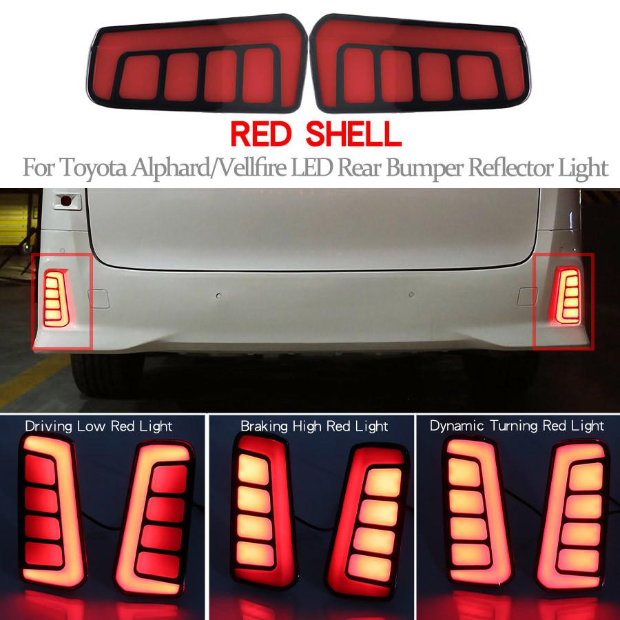2PCS Reflector for Toyota Vellfire ALPHARD 2016 2017 2018 LED Rear Fog Lamp Bumper Light Auto Brake Light Turn Signal