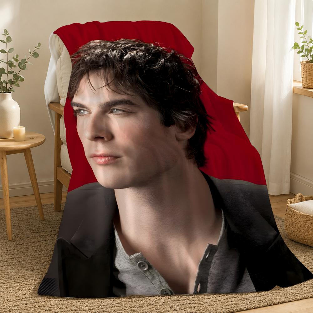 Ian Somerhalder Actor Throw 240g flannel blanket, suitable for sofas, beds, offices, exquisite gift blankets 75X95CM