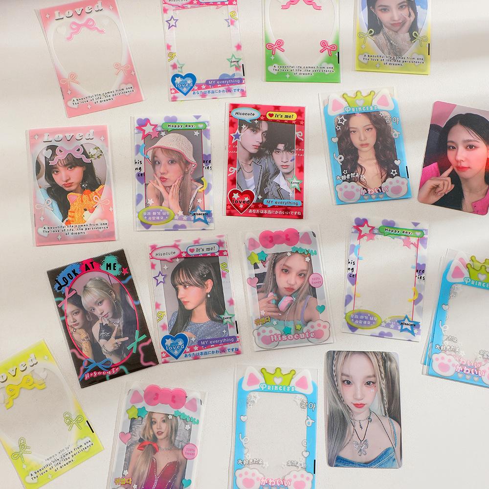 MINKYS 20pcs/pack Pack Kawai 3 Inch Kpop Photocard Frame Photo Decorative PP Sleeves Bag School Stationery