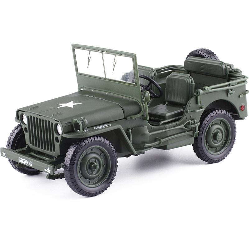 1:18 Willys MB US Army WWII Military Jeep 4WD Military Off-road Command Vehicle Alloy Diecast Collectible Model Car Trendy Home зелёный