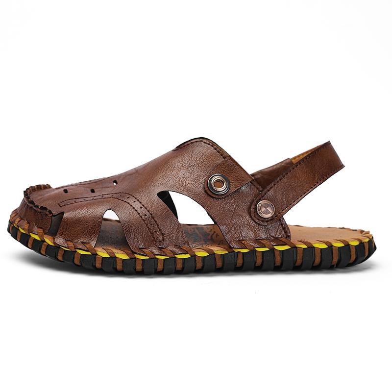 Summer Men's Comfortable Sandals Breathable Slip-On Outdoor Beach Shoes For Men Fashion Trendy Adult Casual Leather Sandals
