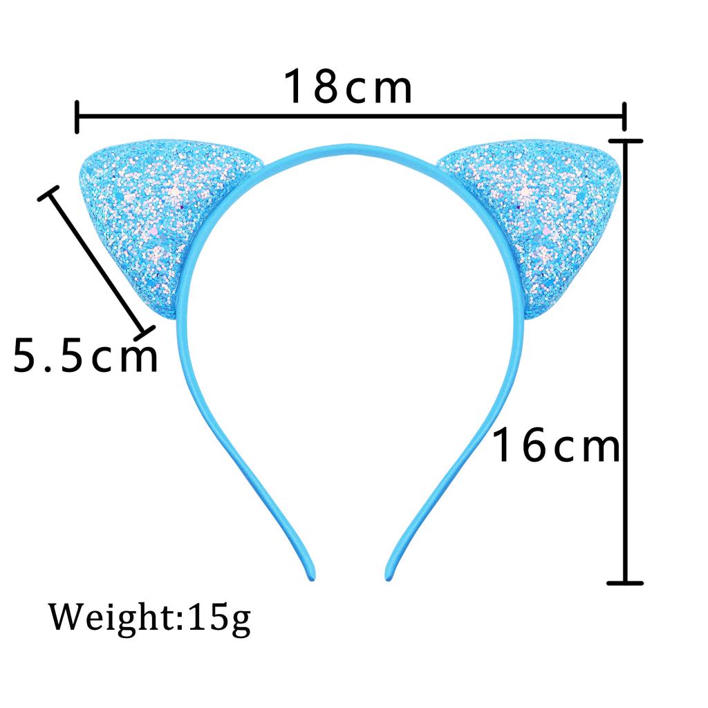 Glitter Cat Ears Headband Kitty Headband for Girls and Women Sparkly Hair Metal Hoop Shiny Hairbands Hair Accessories for Daily