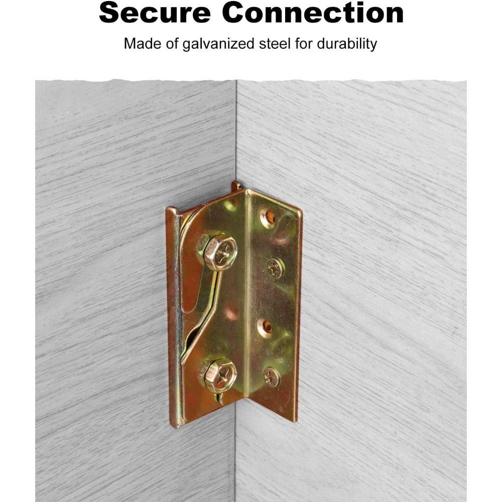 4pcs Screws Included Bed Rail Brackets Zinc Alloy Adjustable Bed Frame Brackets Durable Bed Rail Fittings Home Improvement