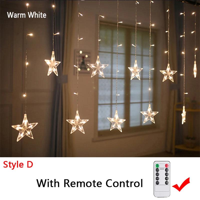 Christmas Decor String Garland Curtain Light LED for Wedding Home Christmas Tree Ornament 2024 Navidad Xmas Gift 2025 New Year