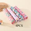 4pcs Baby Flannel Swaddle Blanket, Soft Breathable Swaddling Wrap, Cute Print Newborn Receiving Blanket, Essential Baby Supplies