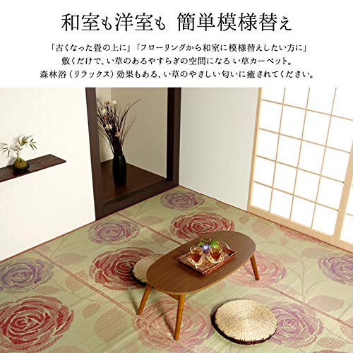 IKEHIKO Igusa Flower Tatami Carpet, Pure Japanese Rabiance Blue, 174 X 174 Cm (Edo-ma 2 Tatami Size), 4132502