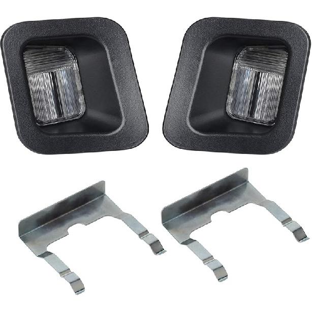 HERCOO License Plate Lights Lamp Lens Black Clips Housing Compatible With 2003-2018 Dodge Ram 1500 2500 3500 Pickup Truck Rear Step Bumper Black lens+ Clear clips
